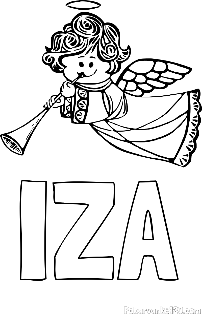 Pobarvanka imena IZA in pobarvanka angelčka