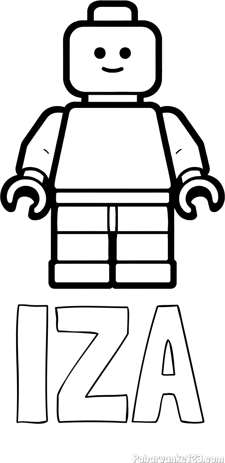 Pobarvanka imena IZA in pobarvanka LEGO figurice fanta