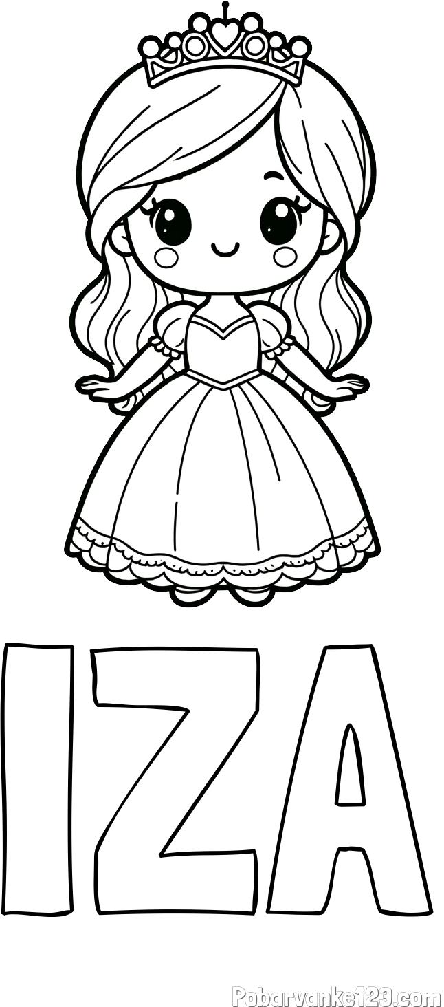 Pobarvanka imena IZA in pobarvanka ljubke princeske