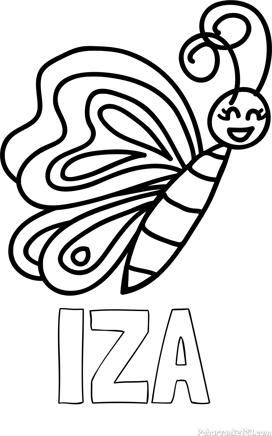 Pobarvanka imena IZA in pobarvanka ljubkega metulja