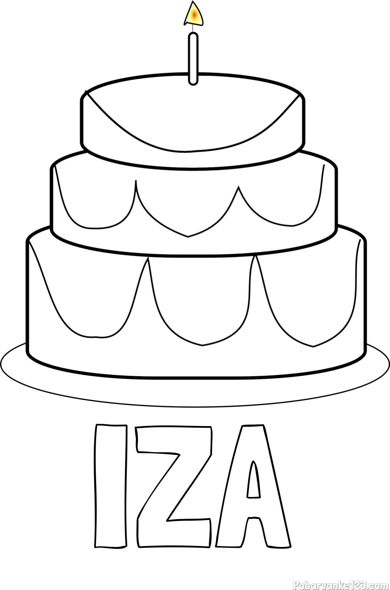 Pobarvanka imena IZA in pobarvanka poročne torte
