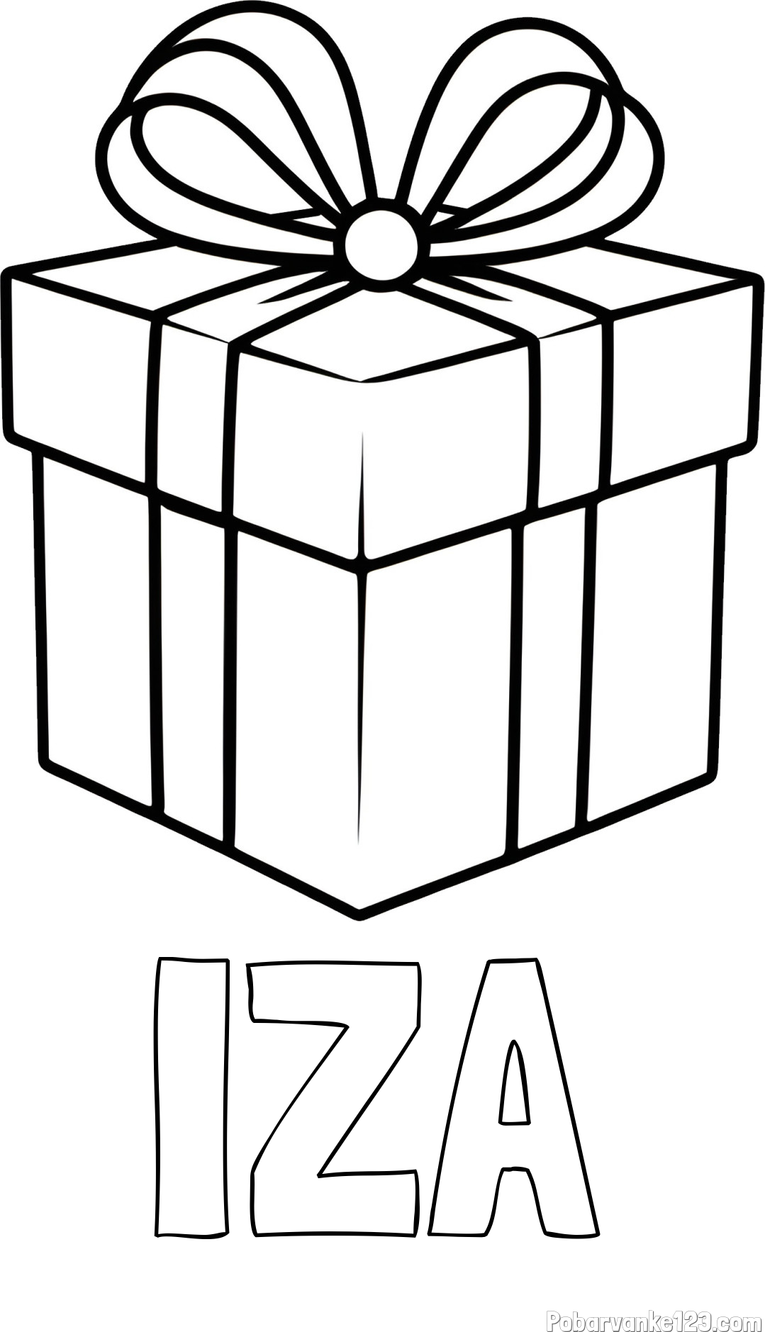 Pobarvanka imena IZA in pobarvanka preprostega darila