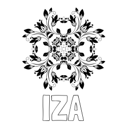 Online izdelana pobarvanka - Pobarvanka imena IZA in pobarvnaka mandale (rože)