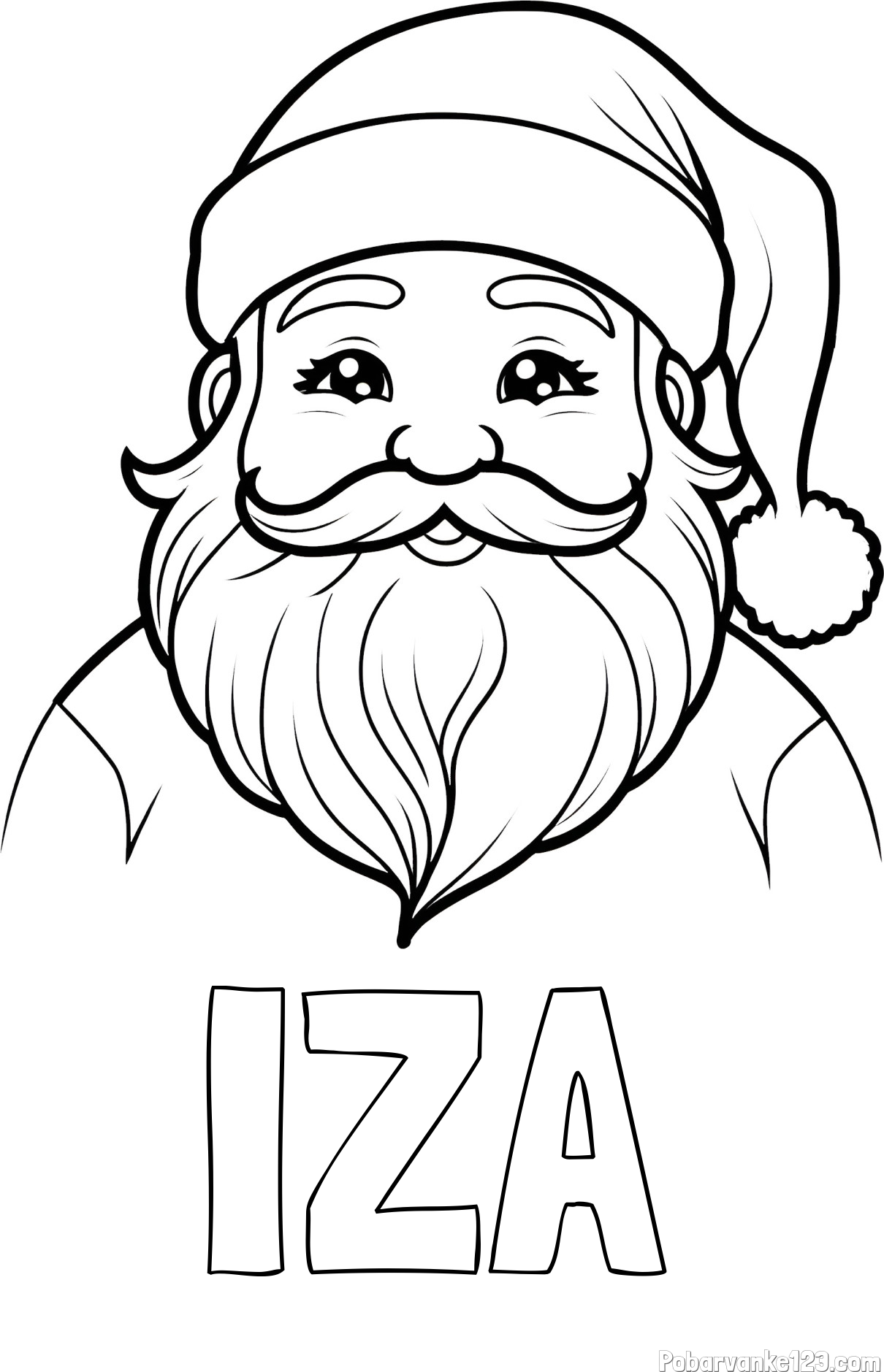 Pobarvanka imena IZA in preprosta pobarvanka ljubkega Božička