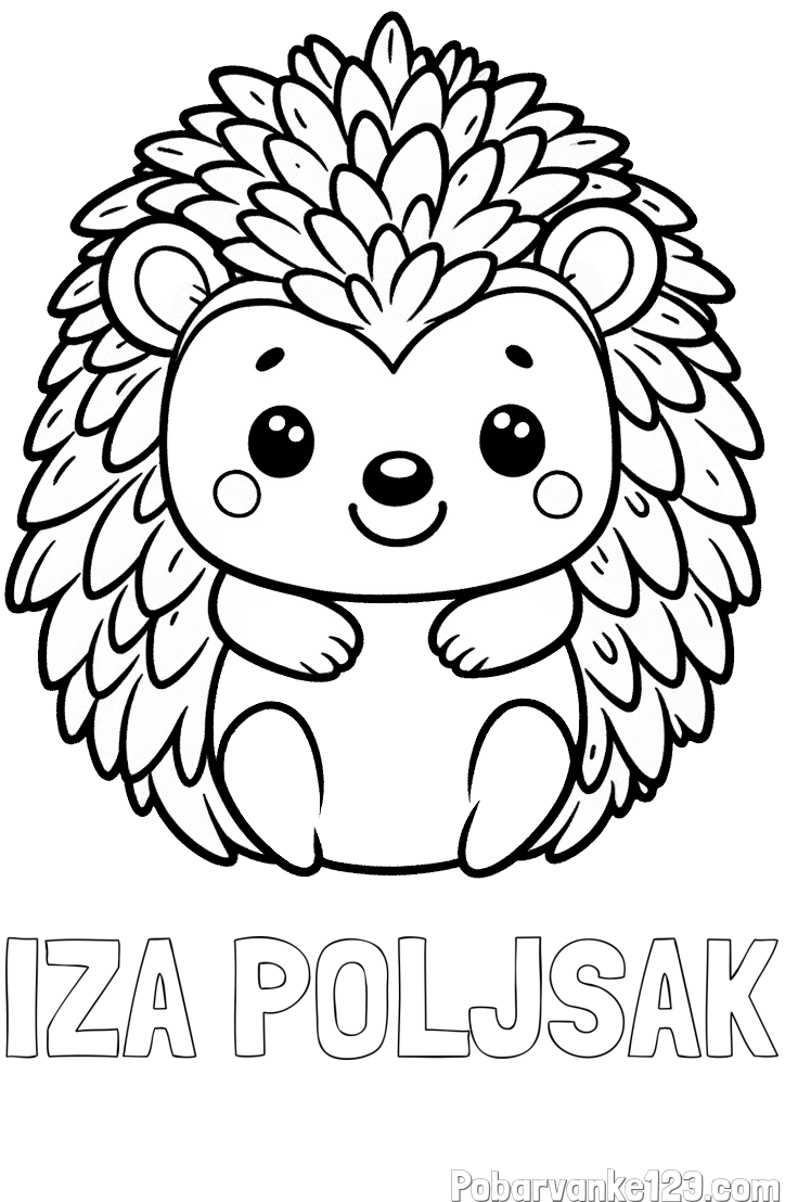 Pobarvanka imena IZA POLJŠAK in pobarvanka prikupnega ježa