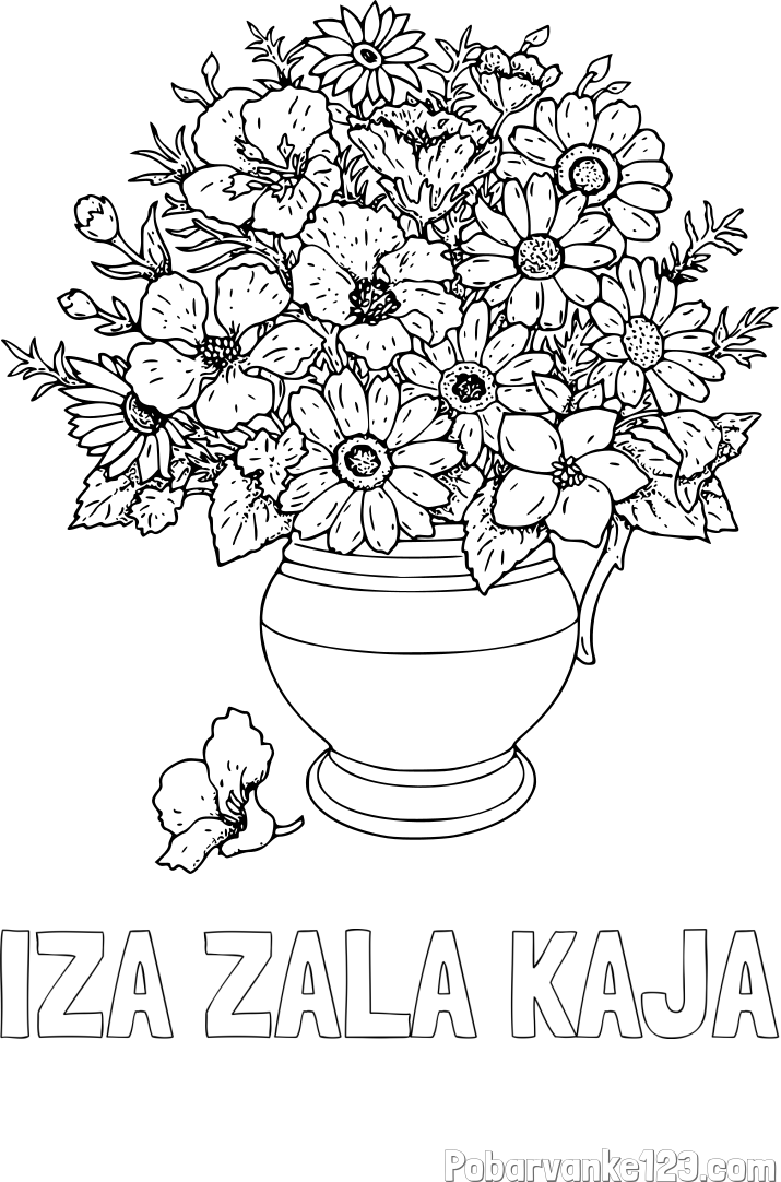Pobarvanka imena IZA ZALA KAJA in pobarvanka cvetja v vazi