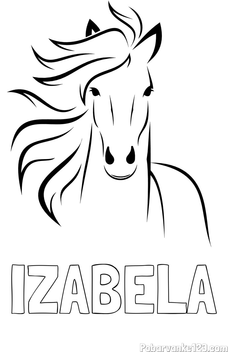 Pobarvanka imena IZABELA in lepa pobarvanka konja