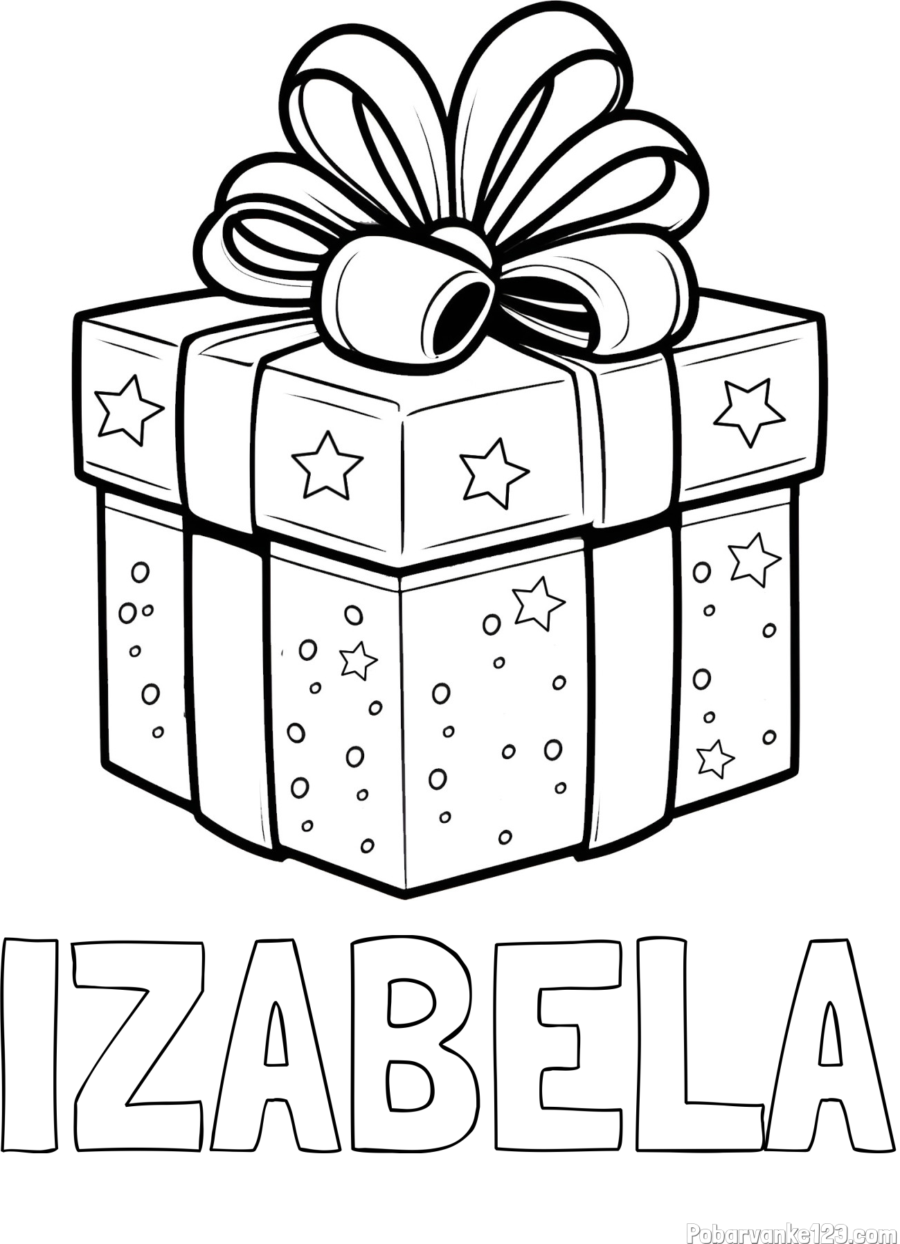 Pobarvanka imena IZABELA in pobarvanka božičnega darila