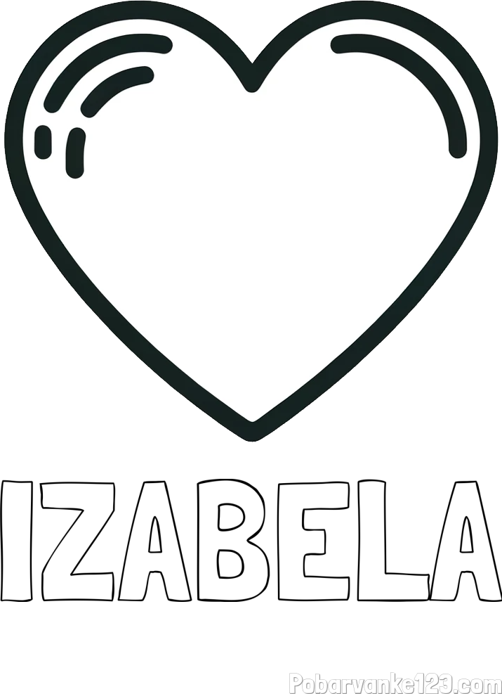 Pobarvanka imena IZABELA in pobarvanka lepega srčka