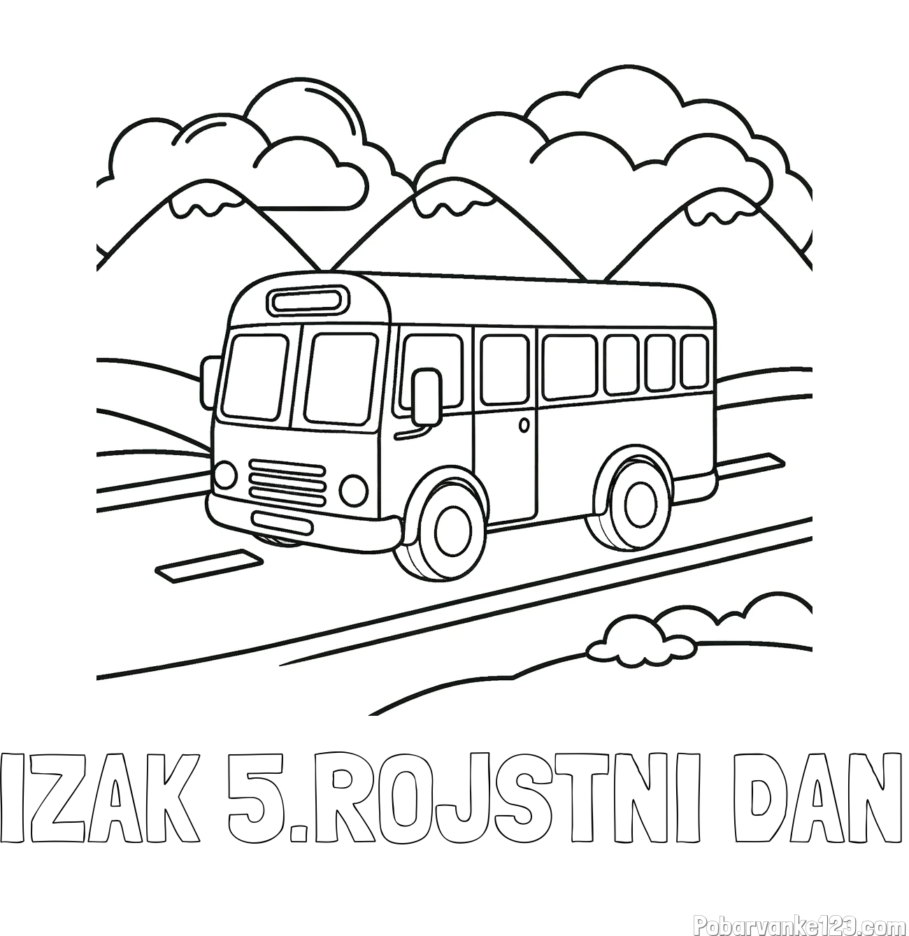 Pobarvanka imena IZAK 5.ROJSTNI DAN in pobarvanka avtobusa na vožnji