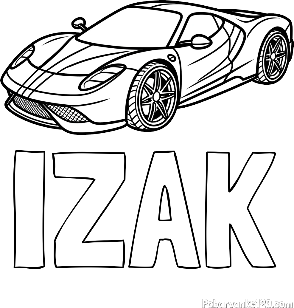 Pobarvanka imena IZAK in pobarvanka dirkalnega avtomobila