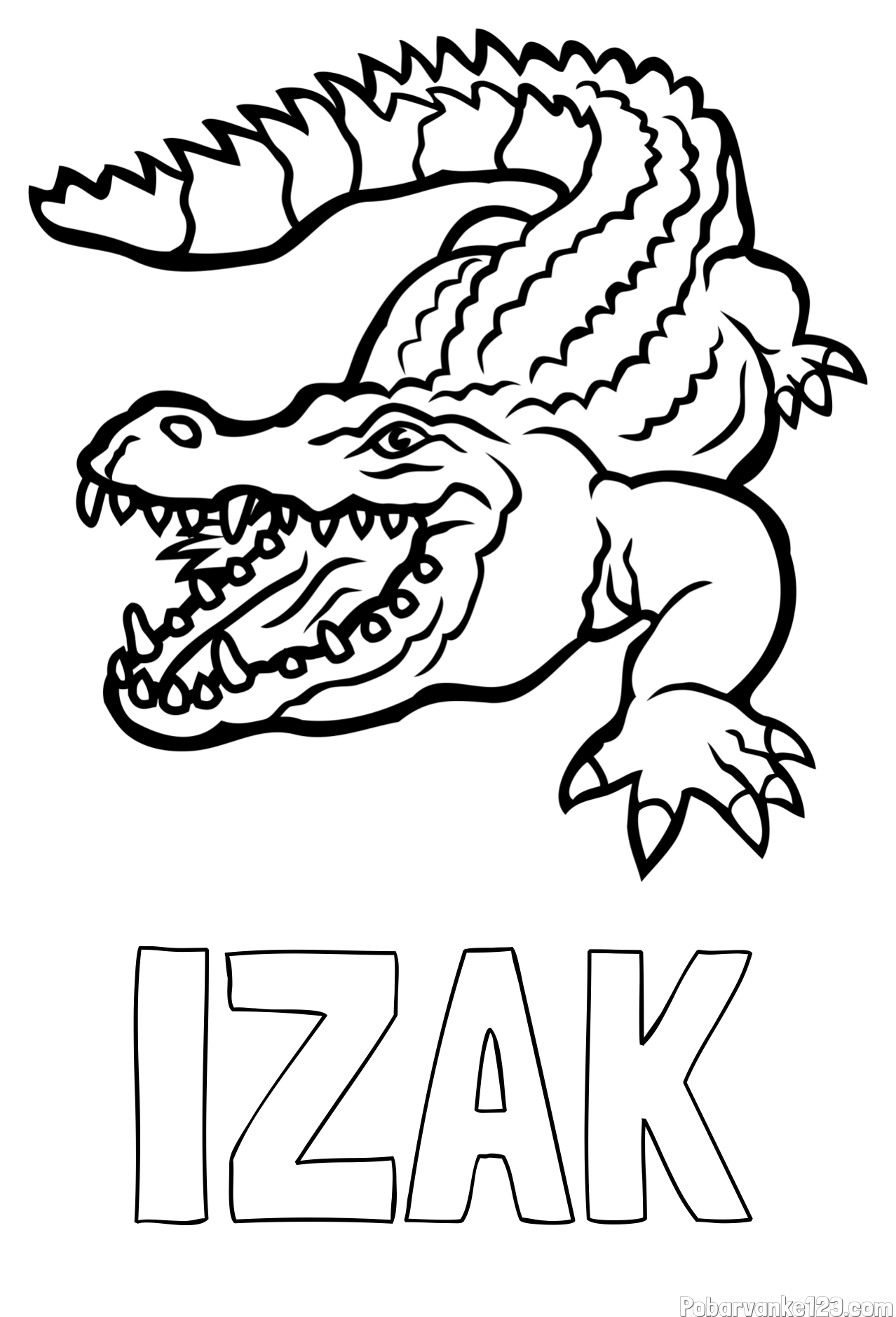 Pobarvanka imena IZAK in pobarvanka krokodila