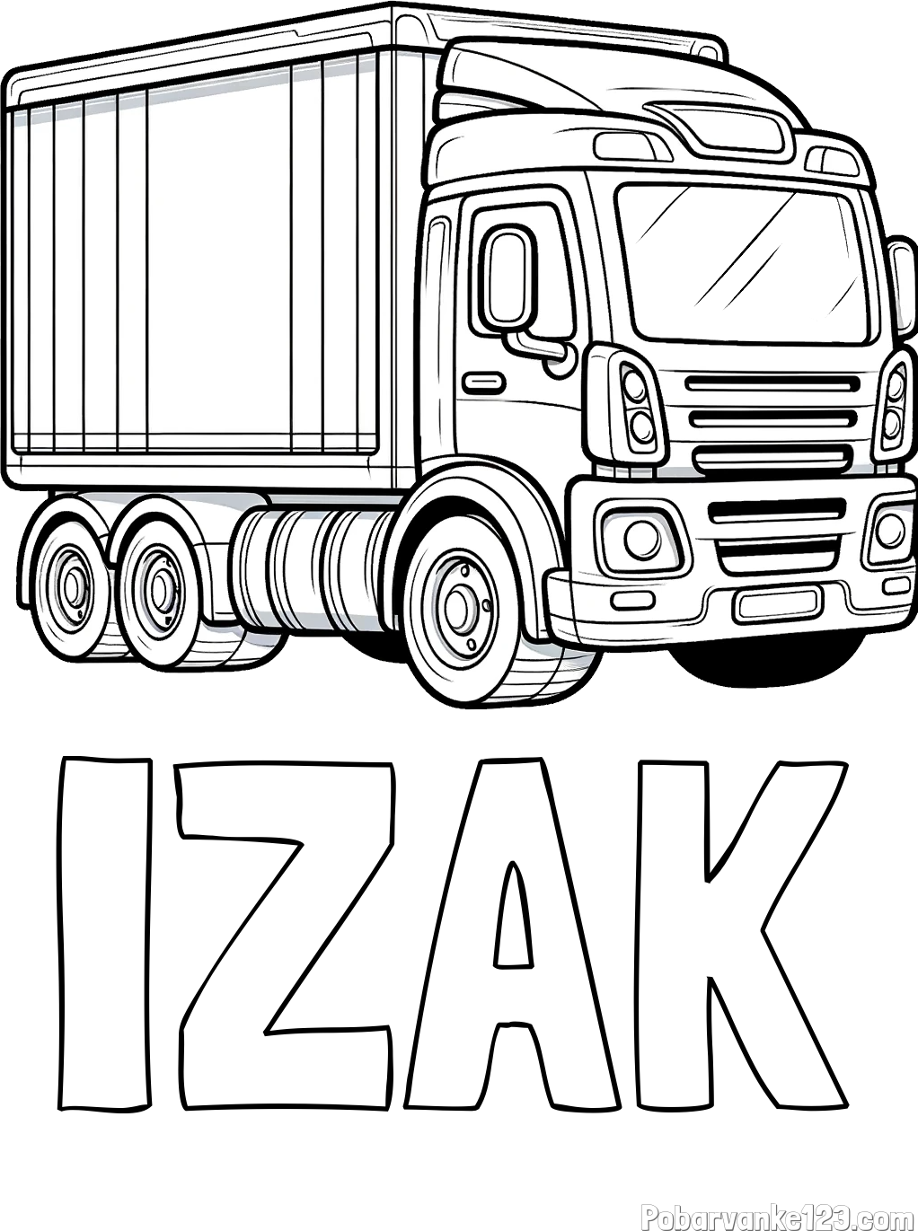 Pobarvanka imena IZAK in pobarvanka velikega tovornjaka