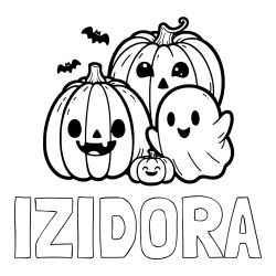 Online izdelana pobarvanka - Pobarvanka imena IZIDORA in pobarvanka duhca in buč za noč čarovnic