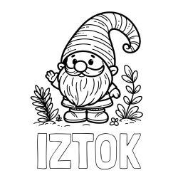 Pobarvanka imena IZTOK ter ljubkega škrata