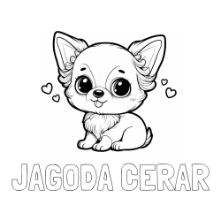 Online izdelana pobarvanka - Pobarvanka imena JAGODA CERAR in pobarvanka čivave