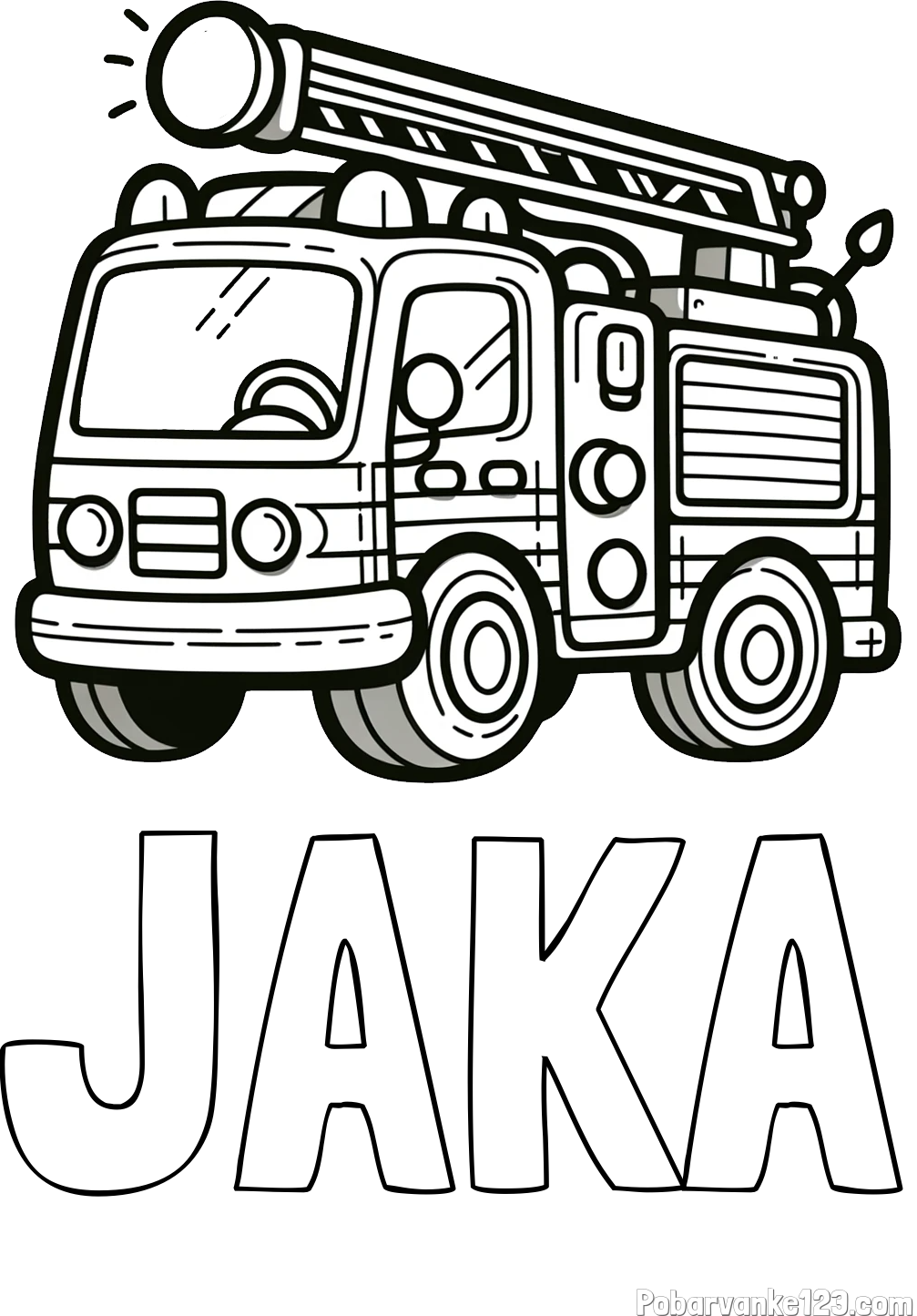 Pobarvanka imena JAKA in otroška pobarvanka preprostega gasilskega avta