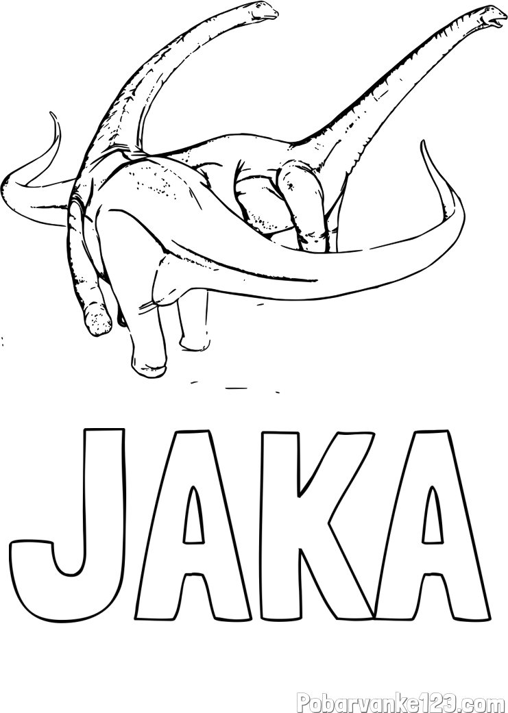 Pobarvanka imena JAKA in pobarvanka dinozavra Alamosaurus