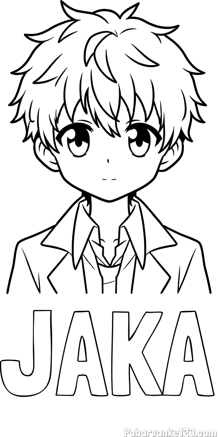 Pobarvanka imena JAKA in pobarvanka fanta v anime slogu