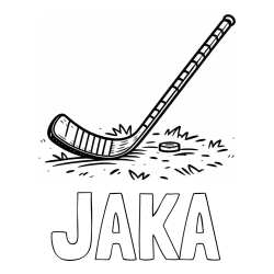 Online izdelana pobarvanka - Pobarvanka imena JAKA in pobarvanka hokejske palice na travi