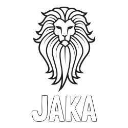 Pobarvanka imena JAKA in pobarvanka leva z bujno grivo