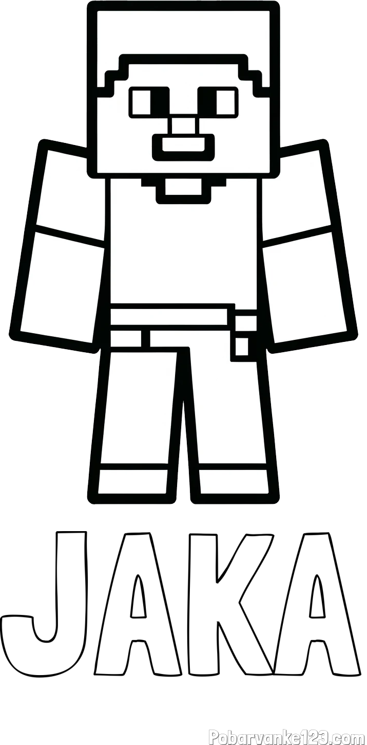 Pobarvanka imena JAKA in pobarvanka Minecraft figurice