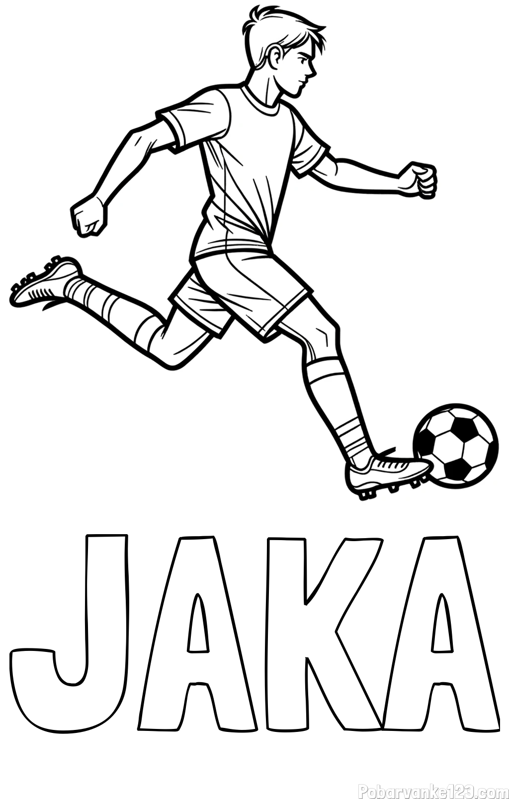 Pobarvanka imena JAKA in pobarvanka nogometaša v napadu