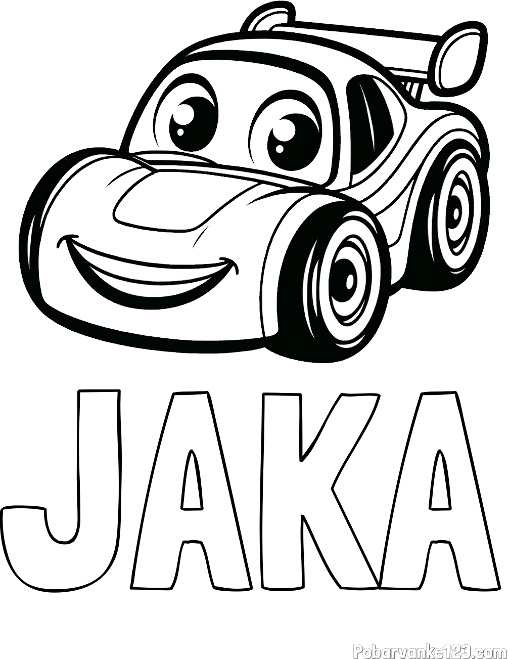 Pobarvanka imena JAKA in pobarvanka otroškega avtomobila