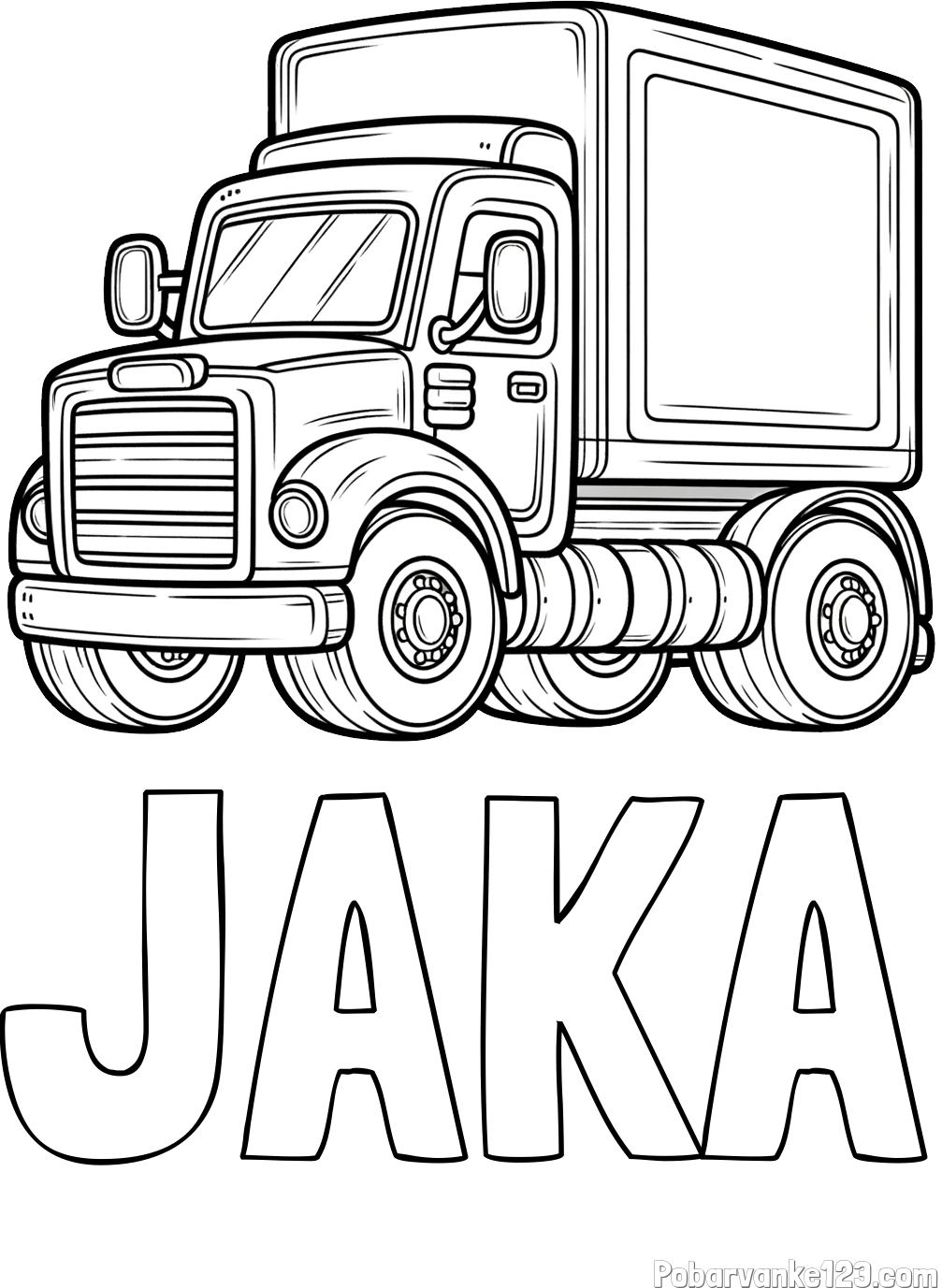 Pobarvanka imena JAKA in pobarvanka starega tovornjaka