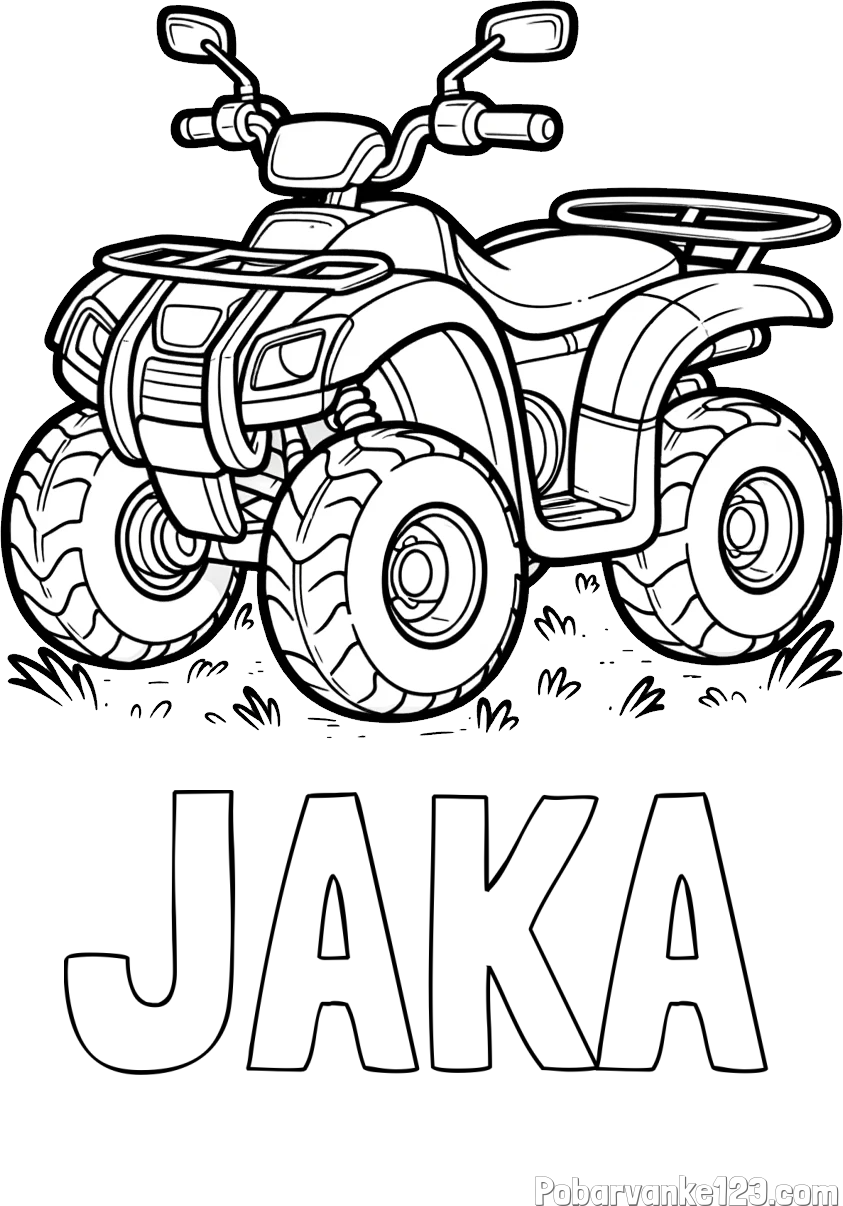 Pobarvanka imena JAKA in pobarvanka velikega štirikolesnika