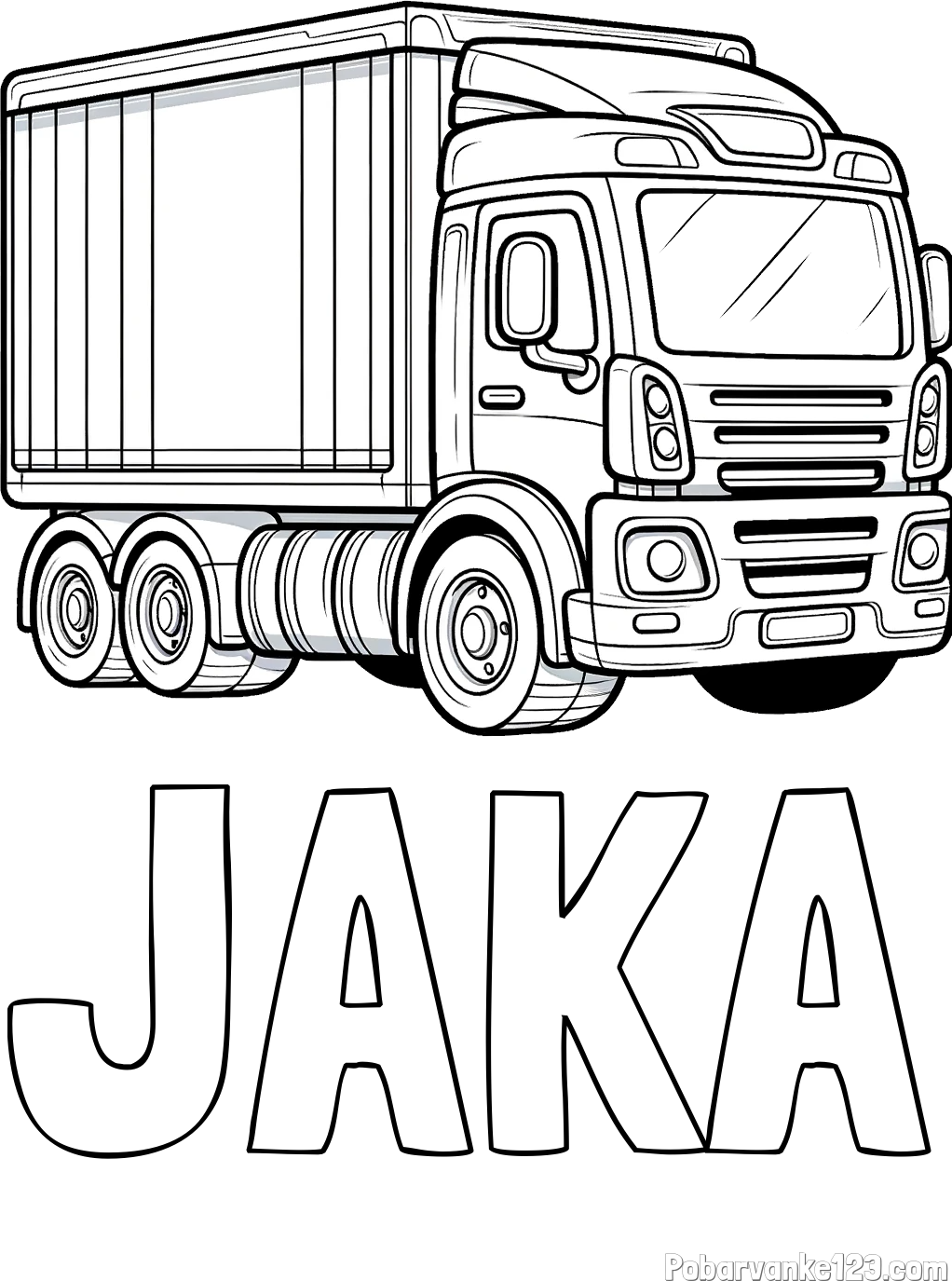 Pobarvanka imena JAKA in pobarvanka velikega tovornjaka