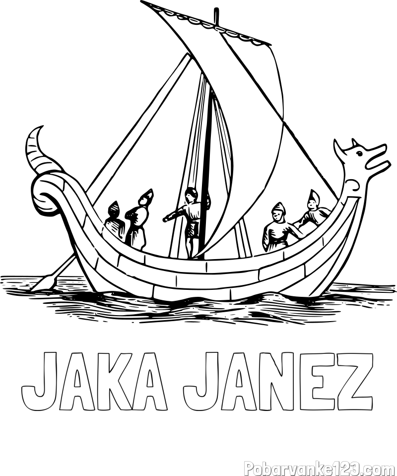 Pobarvanka imena JAKA JANEZ in pobarvanka majhne ladje