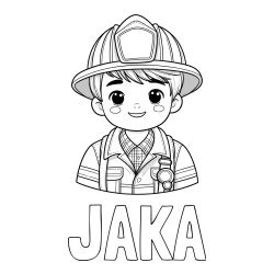 Pobarvanka imena JAKA ter gasilca