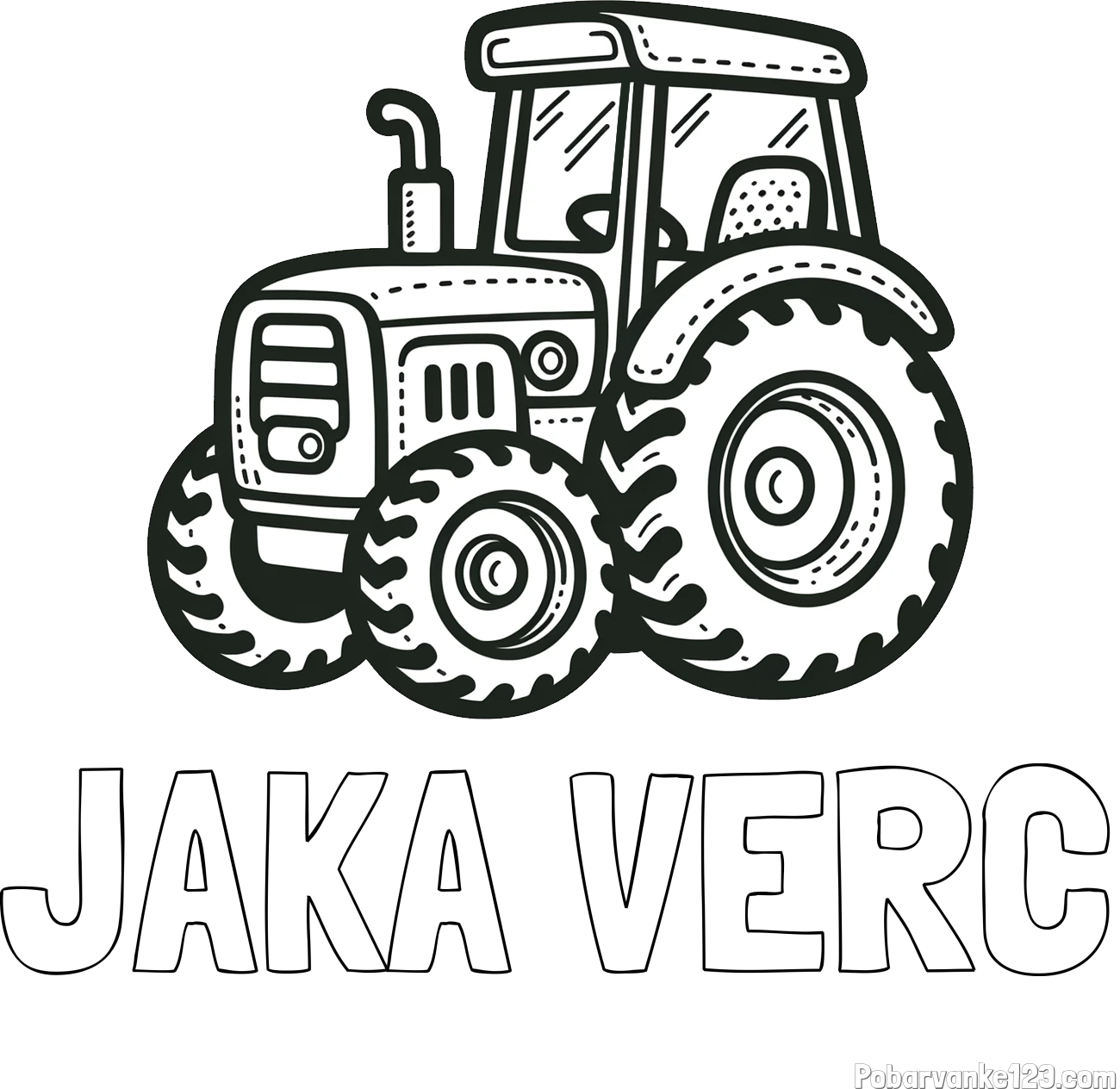 Pobarvanka imena JAKA VERČ in pobarvanka čudovitega traktorja