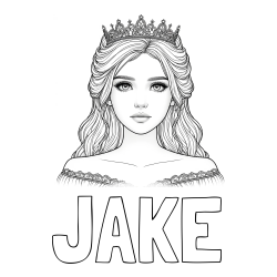 Online izdelana pobarvanka - Pobarvanka imena JAKE in pobarvanka prikupne princeske s čudovitimi očmi