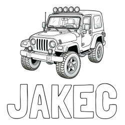 Online izdelana pobarvanka - Pobarvanka imena JAKEC in pobarvanka džipa