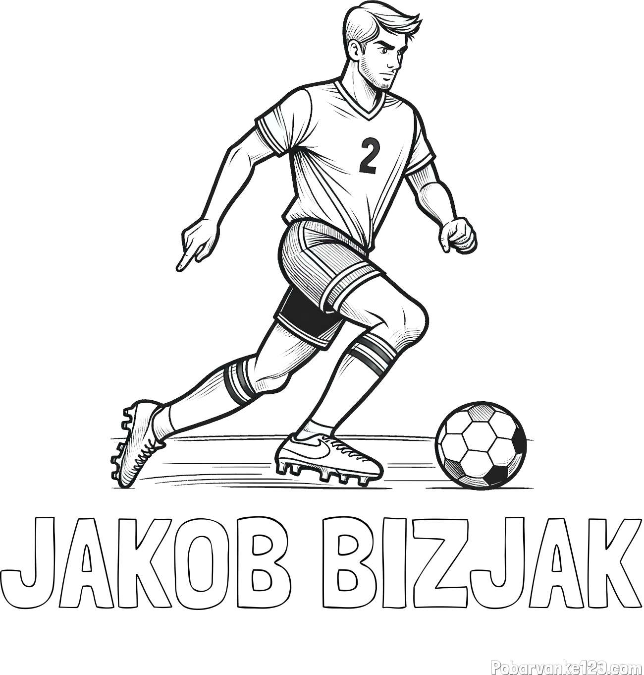Pobarvanka imena JAKOB BIZJAK in pobarvanka nogometaša