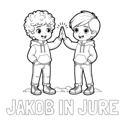 Online izdelana pobarvanka - Pobarvanka imena JAKOB IN JURE in pobarvanka prijatlejev