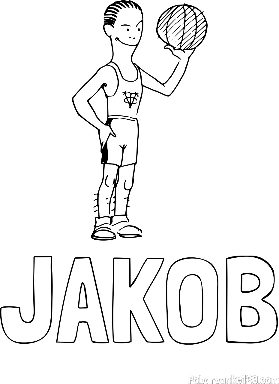 Pobarvanka imena JAKOB in košarkarja