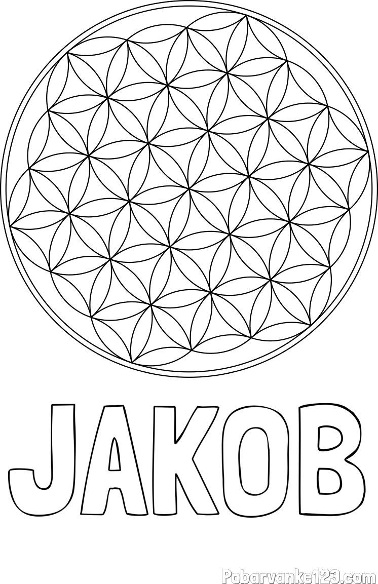 Pobarvanka imena JAKOB in mandale