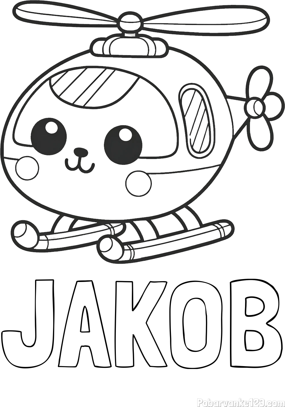 Pobarvanka imena JAKOB in otroška pobarvanka helikopterja