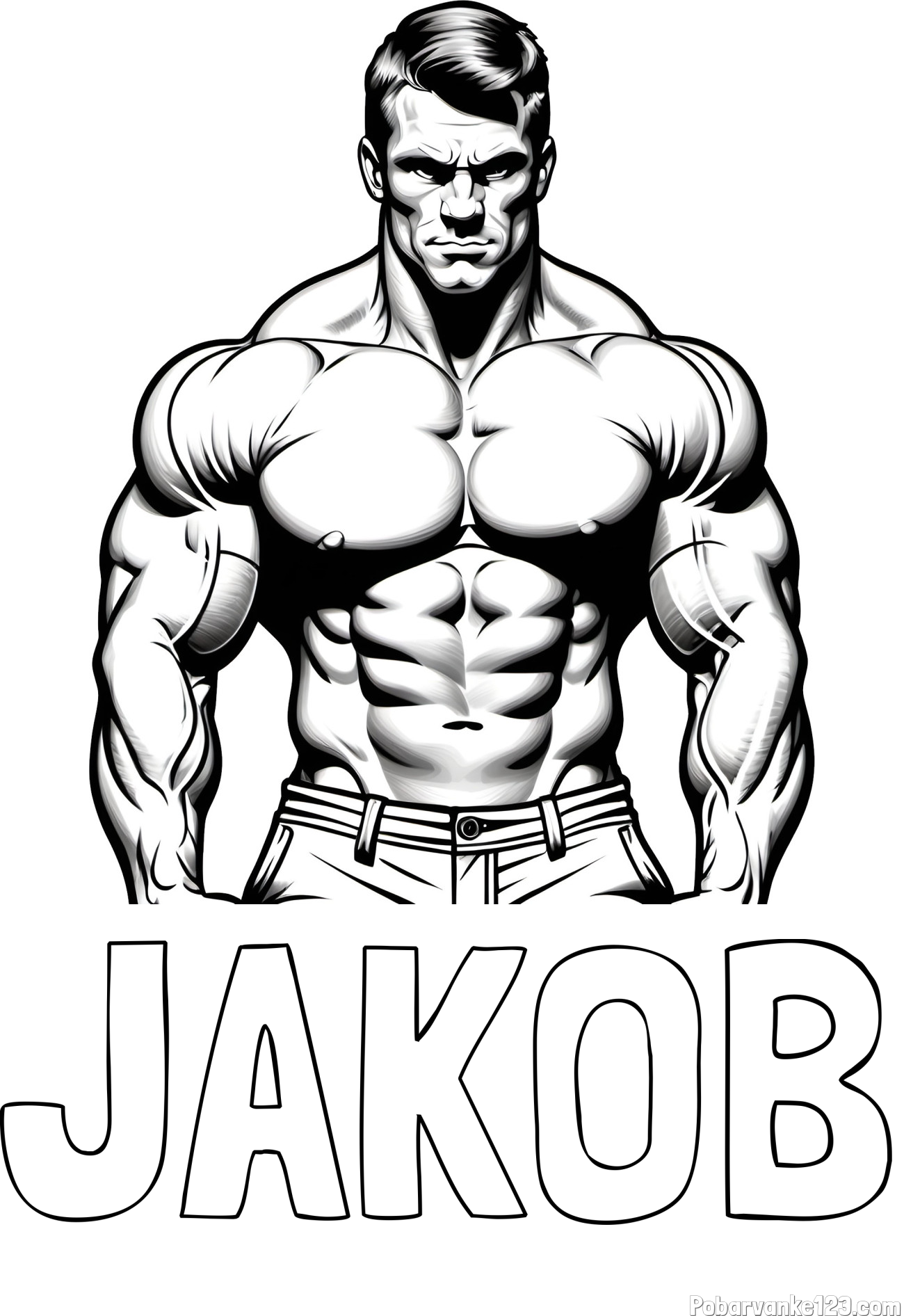 Pobarvanka imena JAKOB in pobarvanka bodybuilder-ja