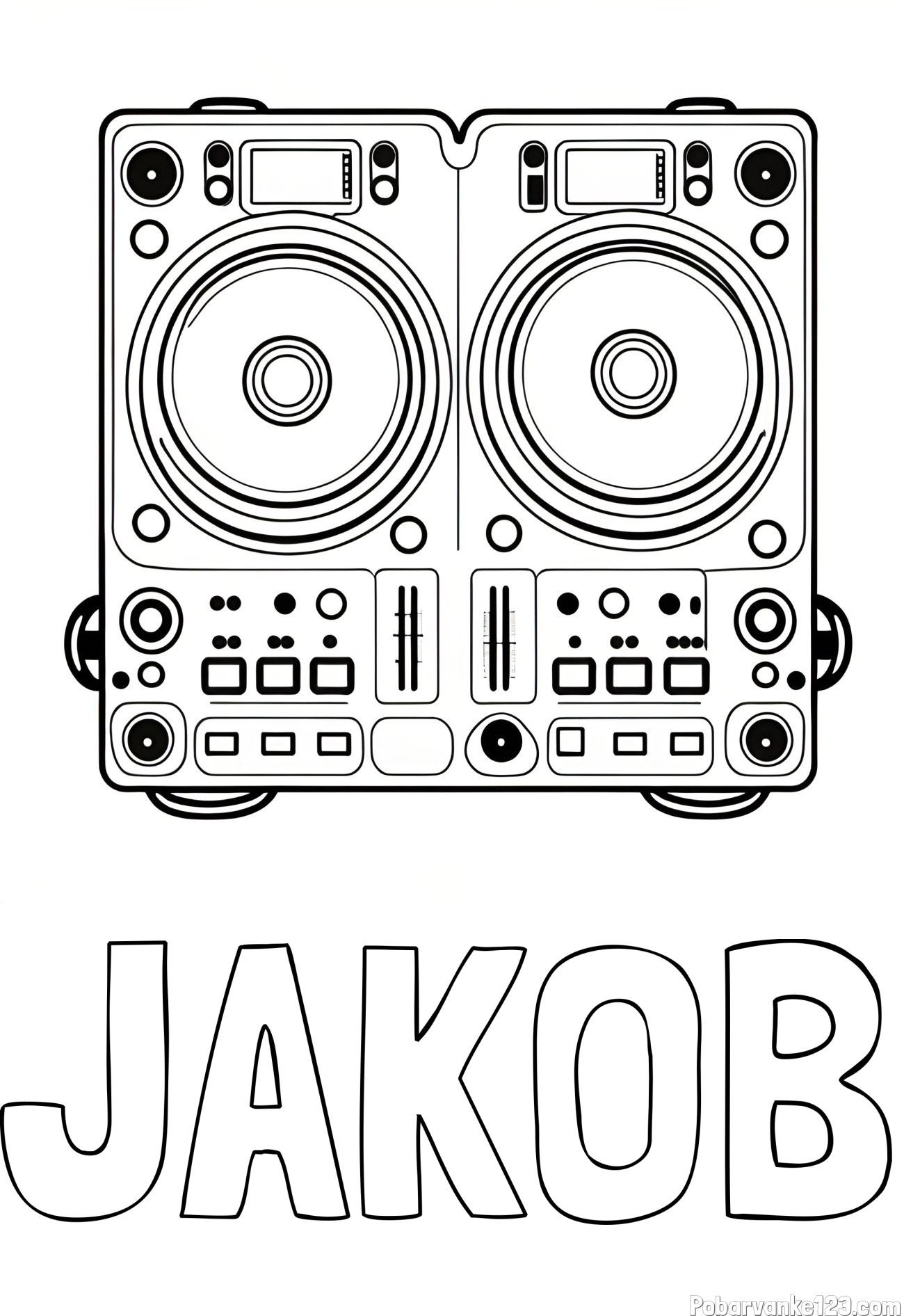 Pobarvanka imena JAKOB in pobarvanka DJ MIXER