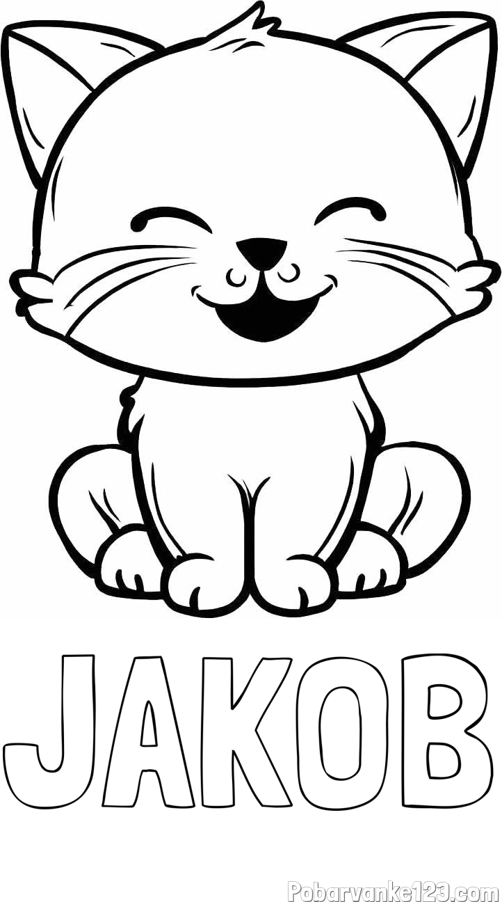 Pobarvanka imena JAKOB in pobarvanka prikupne mačke