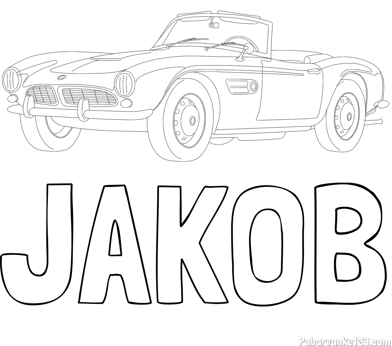 Pobarvanka imena JAKOB in pobarvnaka starega BMW