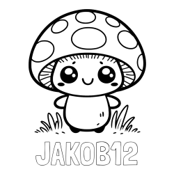 Online izdelana pobarvanka - Pobarvanka imena JAKOB12 in otroška pobarvanka gobe