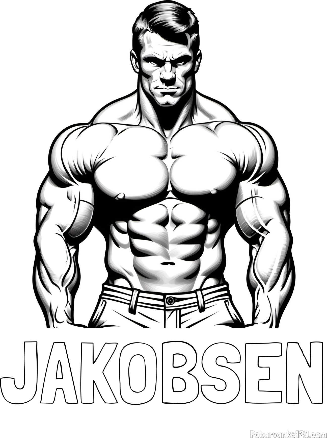 Pobarvanka imena JAKOBSEN in pobarvanka bodybuilder-ja