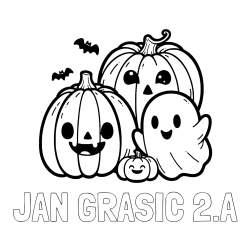 Online izdelana pobarvanka - Pobarvanka imena JAN GRAŠIČ 2.A in pobarvanka duhca in buč za noč čarovnic