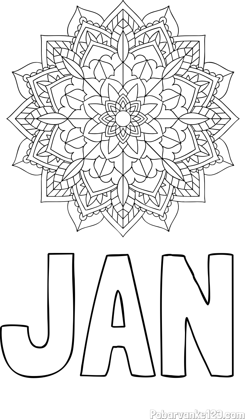 Pobarvanka imena JAN in Čudovita pobarvanka mendale