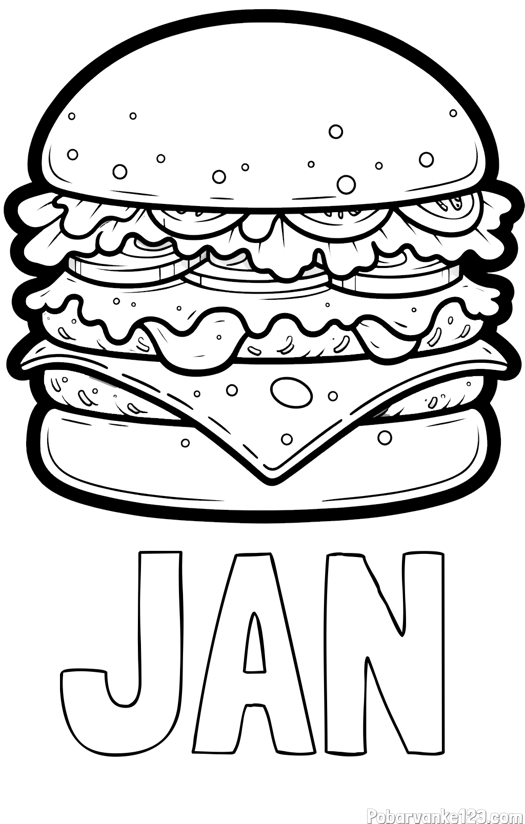 Pobarvanka imena JAN in pobarvanka hamburger